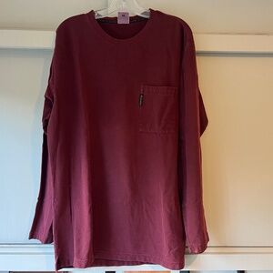 Vintage Columbia Burgundy Long Sleeve Pocket T-Shirt L